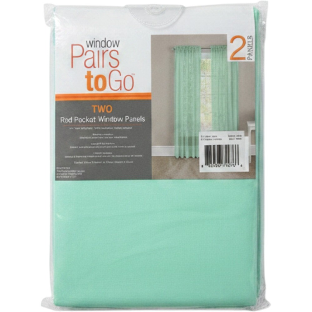Pairs to Go Rod Pocket Sheer Window Panels set of (2) Beach Glass Green 59x63